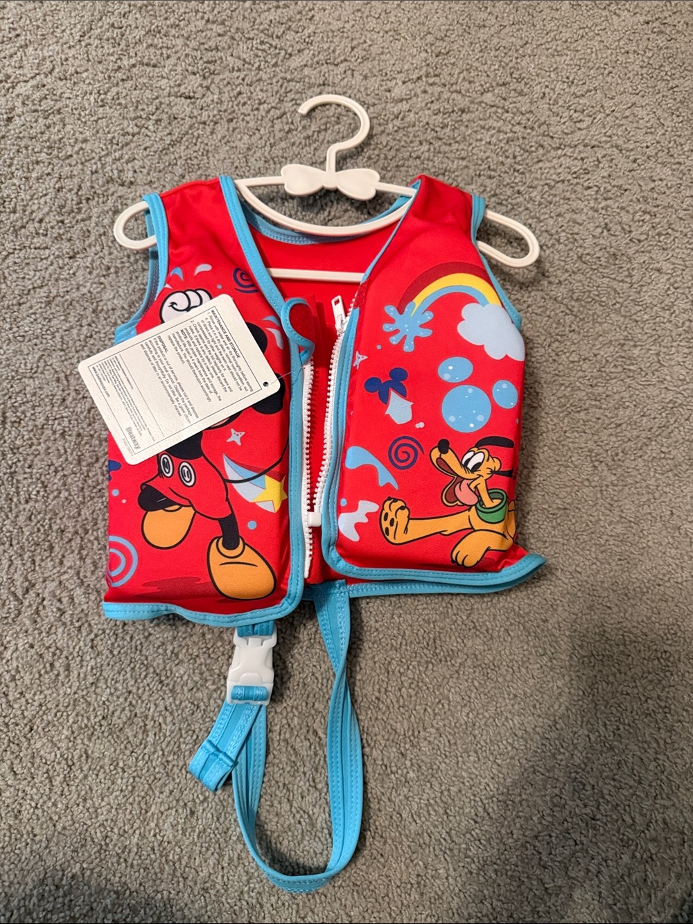 Disney Kids Swim Life Jacket Vest Red with Blue Trim